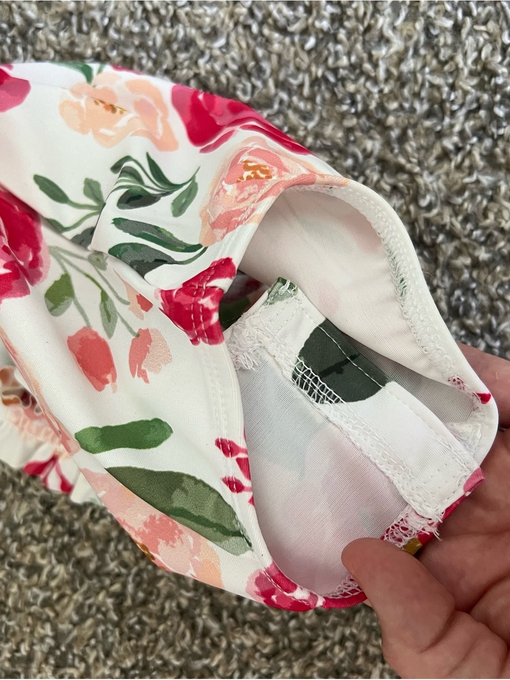 Mud Pie White Floral One-Piece Swim - Pink Rose Accents - Picture 3 of 6